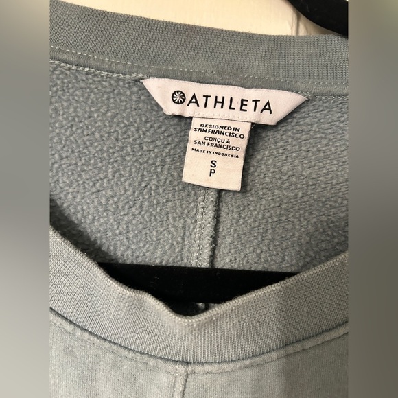 Athleta Retro Plush Small Minimalistic Gray Green Crewneck Oversized Pullover - Picture 5 of 8